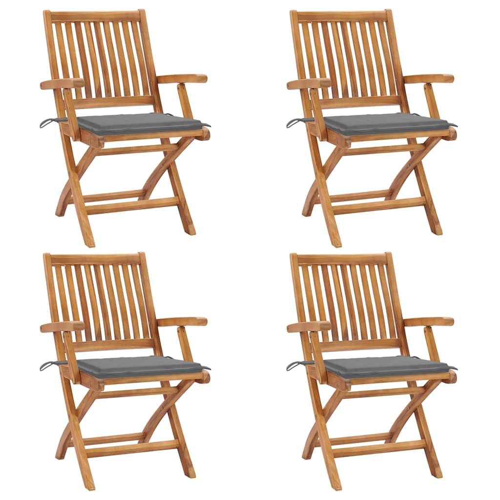 Chaises Pliantes Avec Coussins, 6 Pièces, En Teck Massif