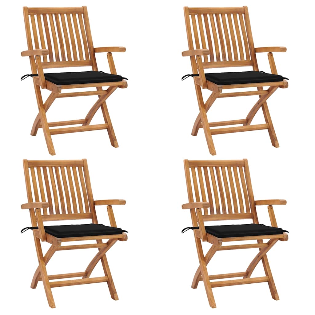 Chaises Pliantes Avec Coussins, 6 Pièces, En Teck Massif