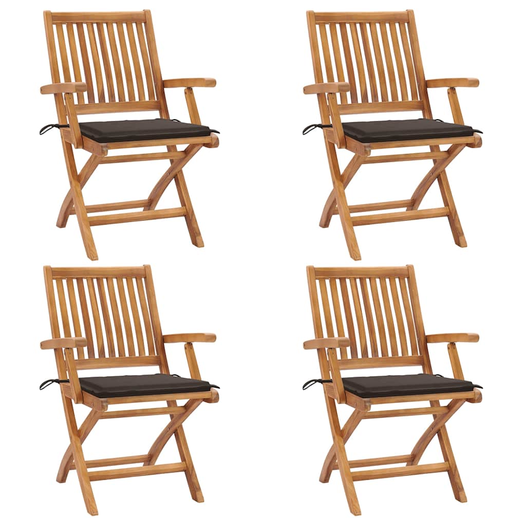 Chaises Pliantes Avec Coussins, 6 Pièces, En Teck Massif