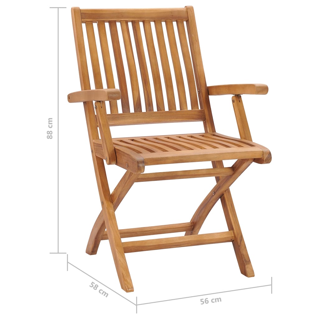 Chaises Pliantes Avec Coussins, 6 Pièces, En Teck Massif