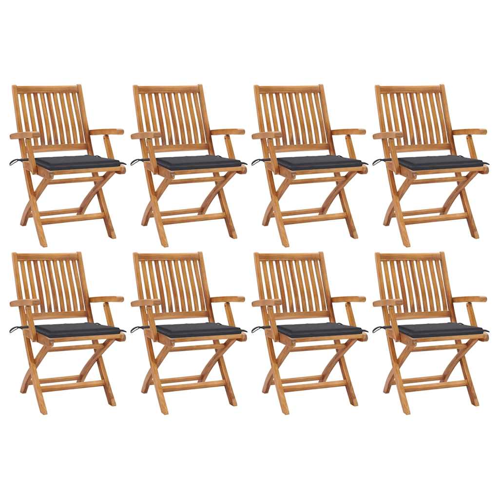 Chaises Pliantes Avec Coussins, 6 Pièces, En Teck Massif