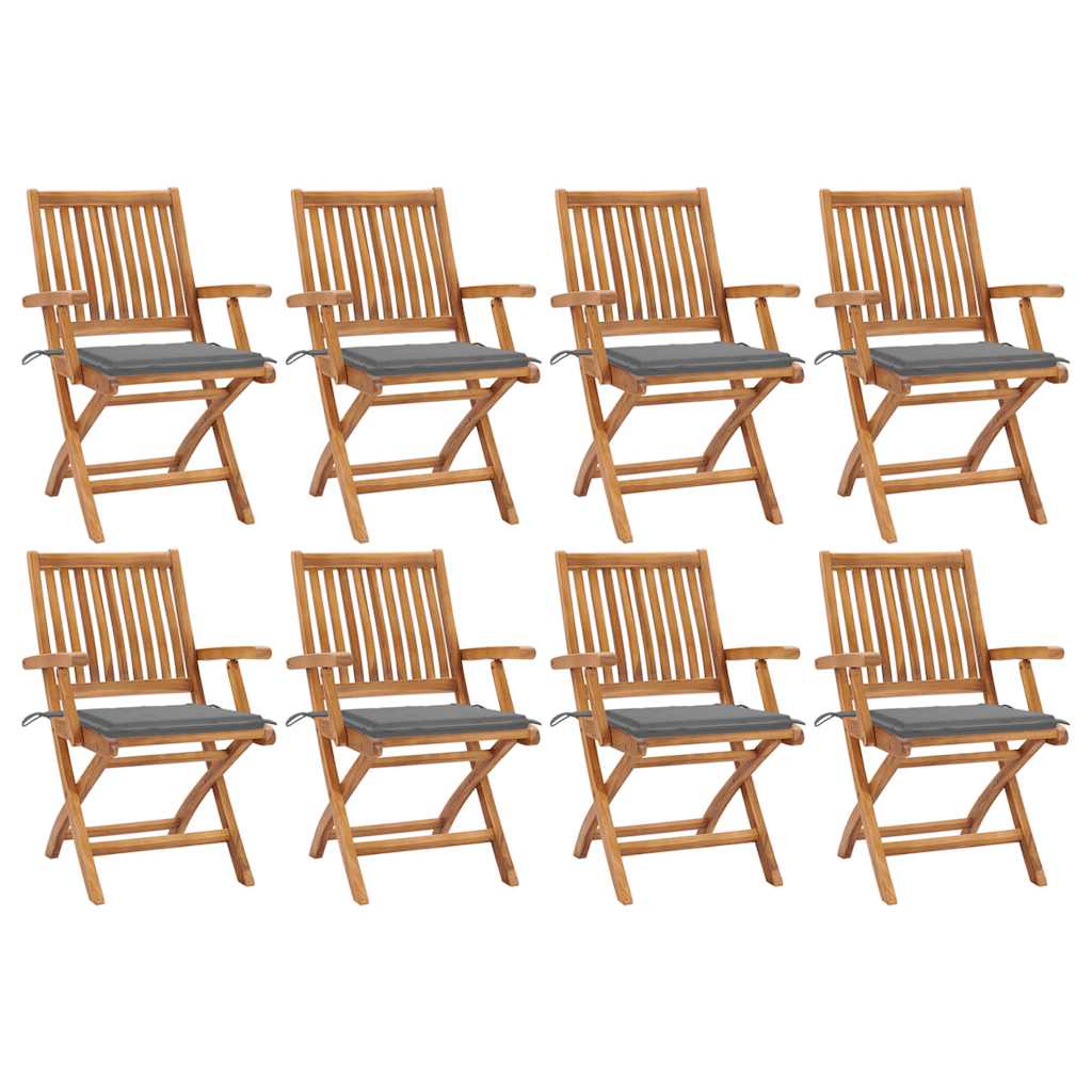 Chaises Pliantes Avec Coussins, 6 Pièces, En Teck Massif