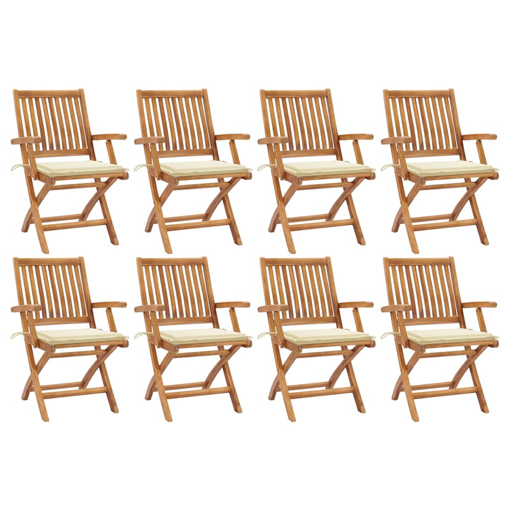Chaises Pliantes Avec Coussins, 6 Pièces, En Teck Massif