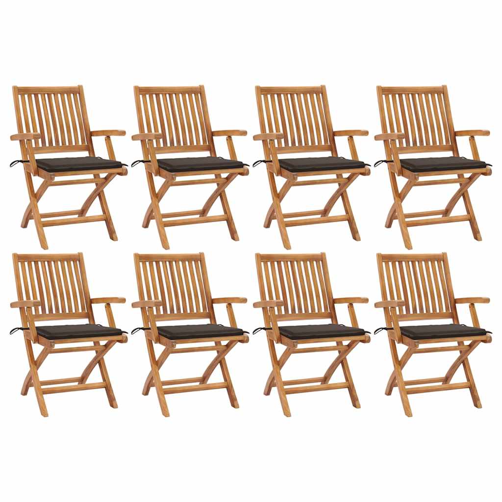 Chaises Pliantes Avec Coussins, 6 Pièces, En Teck Massif