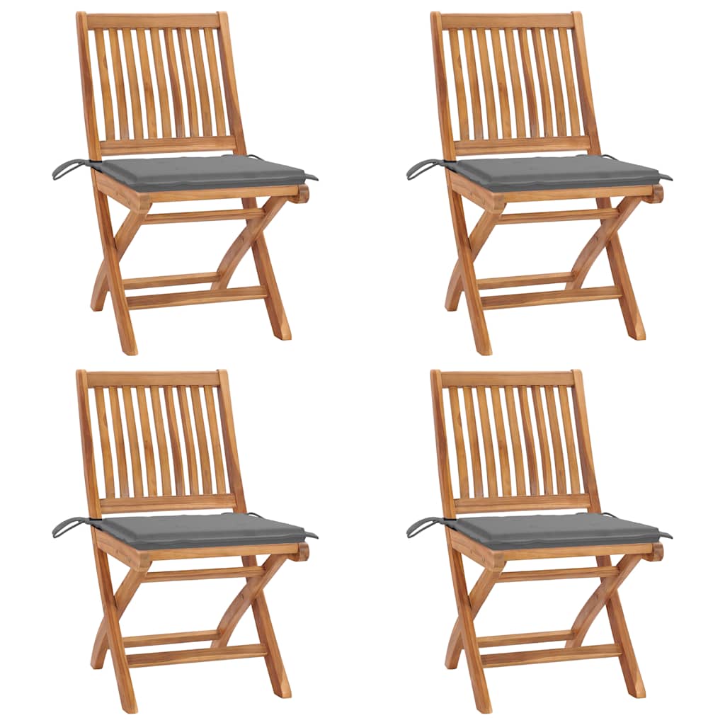 Chaises Pliantes Avec Coussins, 6 Pièces, En Teck Massif