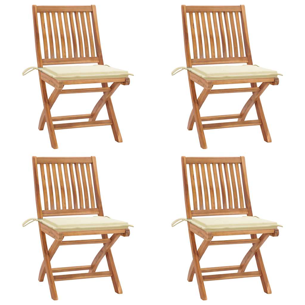 Chaises Pliantes Avec Coussins, 6 Pièces, En Teck Massif