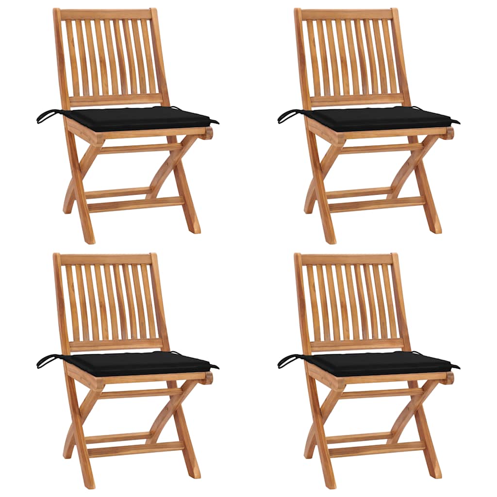 Chaises Pliantes Avec Coussins, 6 Pièces, En Teck Massif