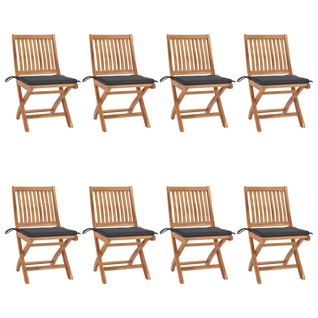 Chaises Pliantes Avec Coussins, 6 Pièces, En Teck Massif