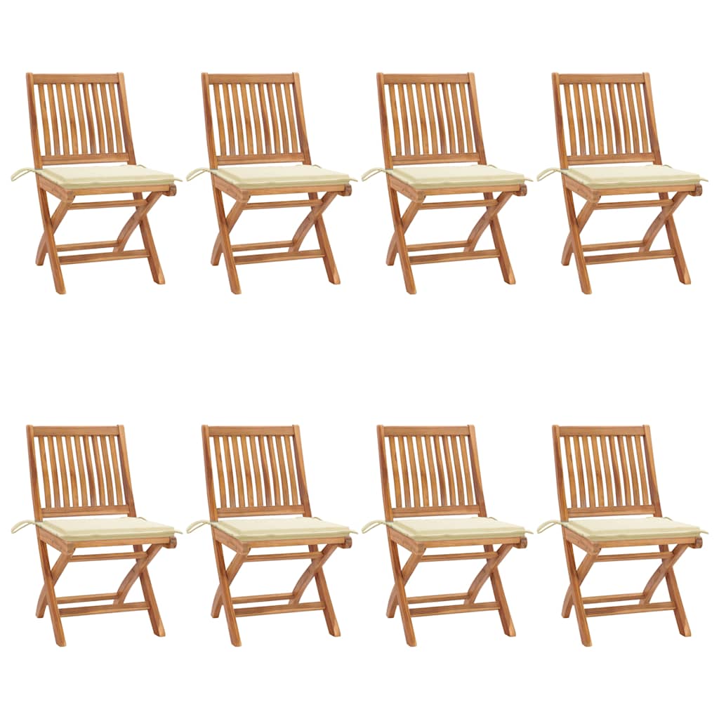 Chaises Pliantes Avec Coussins, 6 Pièces, En Teck Massif