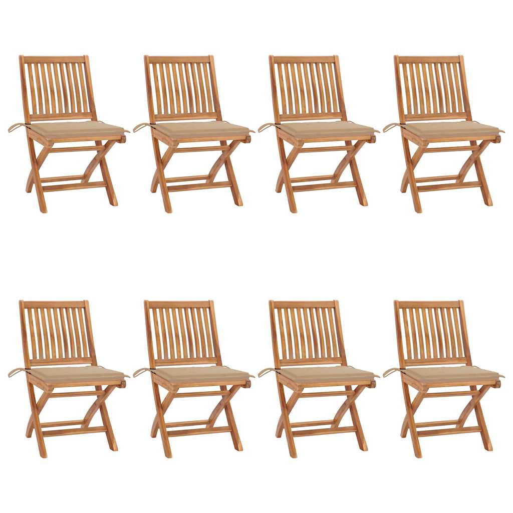 Chaises Pliantes Avec Coussins, 6 Pièces, En Teck Massif