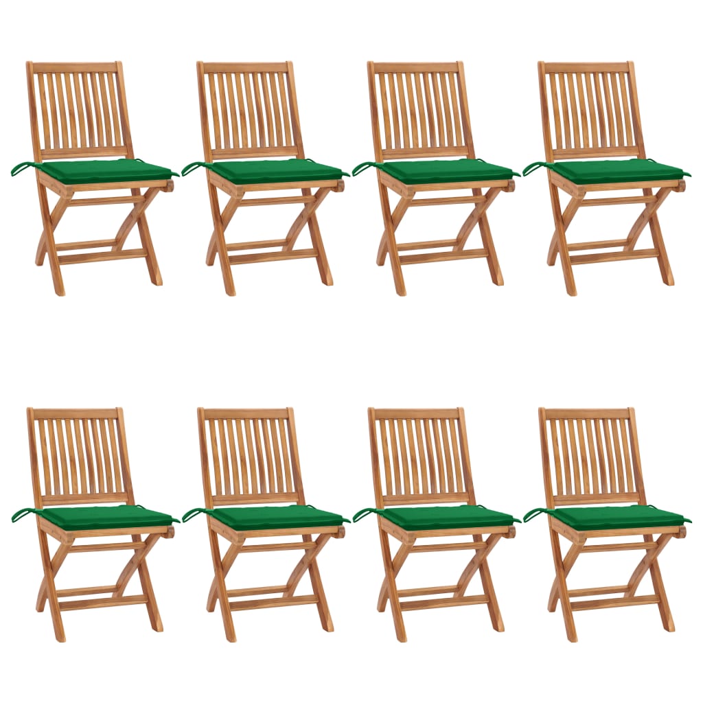 Chaises Pliantes Avec Coussins, 6 Pièces, En Teck Massif