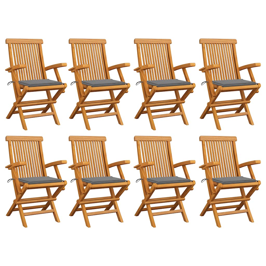 Chaises Pliantes Avec Coussins À Carreaux Rouges (6 Pièces) En Bois De Teck Massif