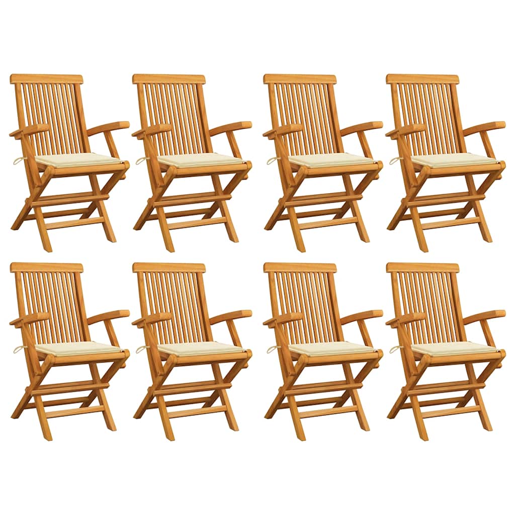 Chaises Pliantes Avec Coussins À Carreaux Rouges (6 Pièces) En Bois De Teck Massif