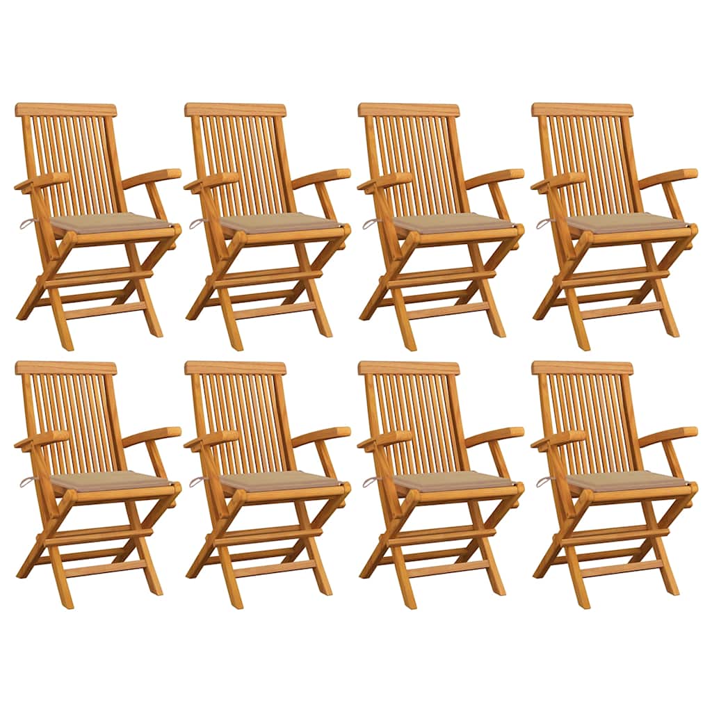 Chaises Pliantes Avec Coussins À Carreaux Rouges (6 Pièces) En Bois De Teck Massif