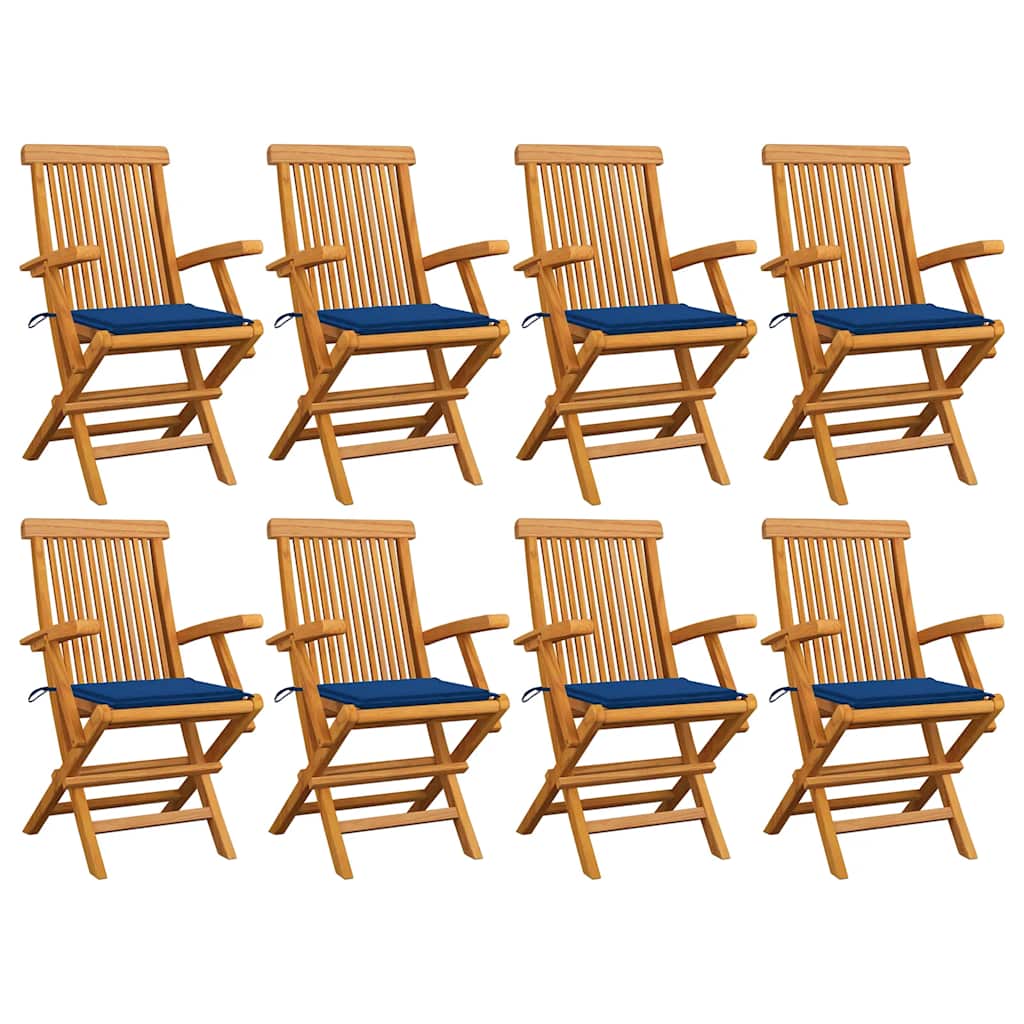 Chaises Pliantes Avec Coussins À Carreaux Rouges (6 Pièces) En Bois De Teck Massif