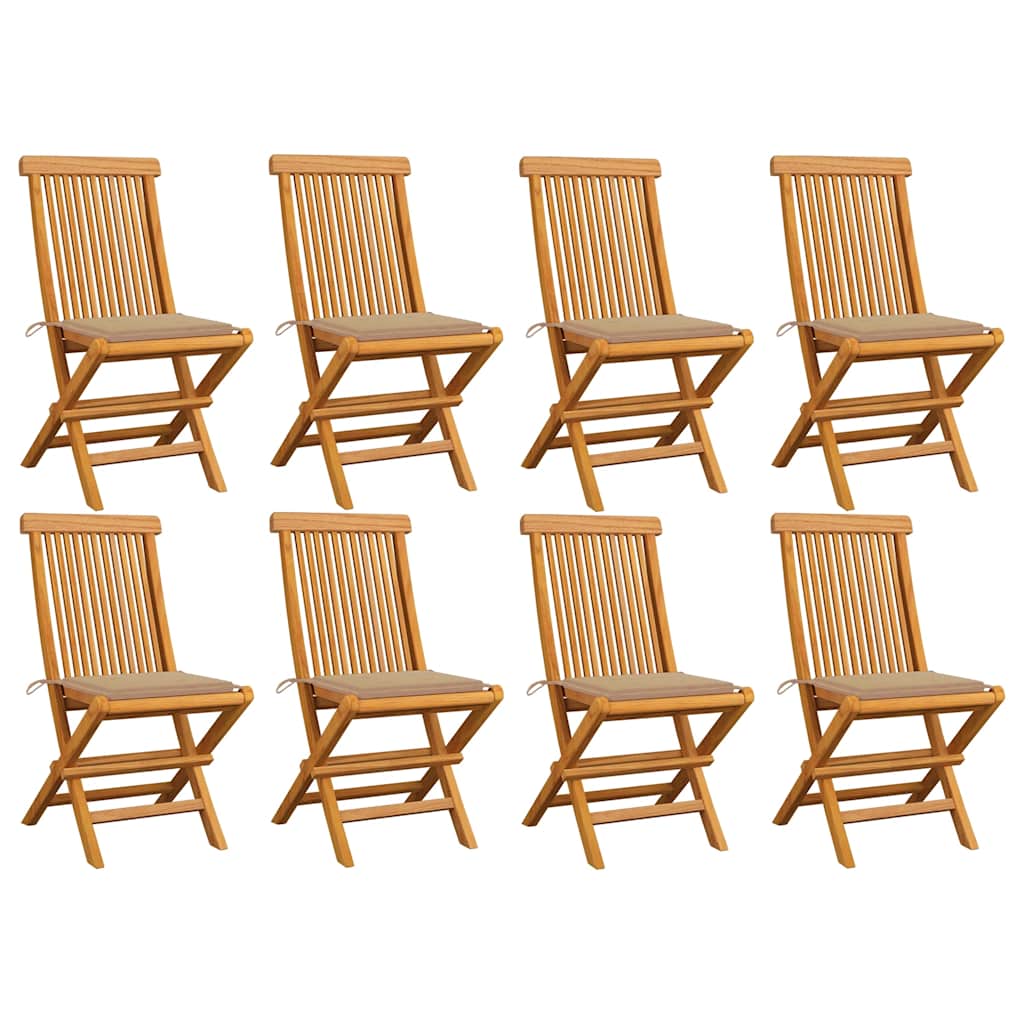 Chaises Pliantes Avec Coussins À Carreaux Rouges (6 Pièces) En Bois De Teck Massif