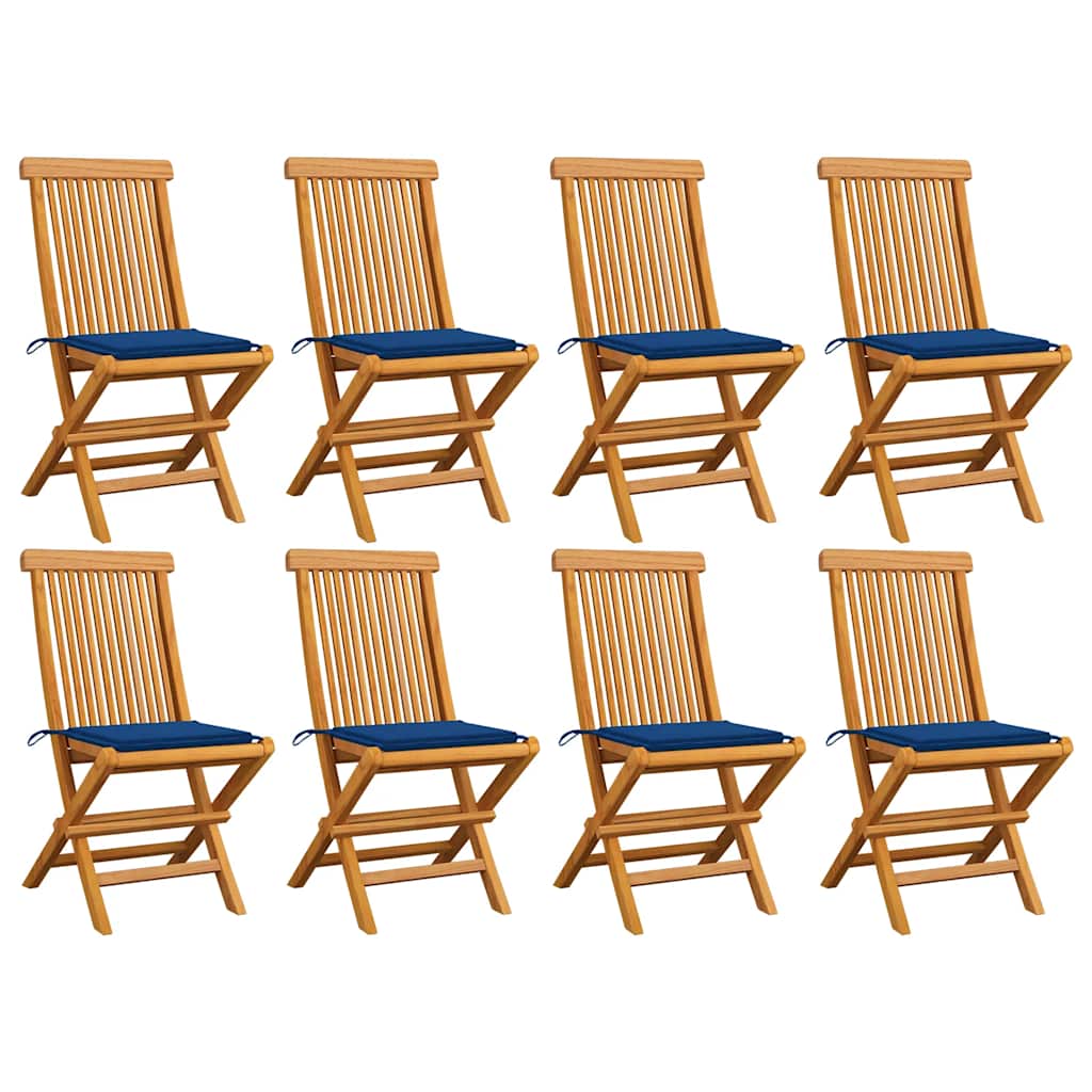 Chaises Pliantes Avec Coussins À Carreaux Rouges (6 Pièces) En Bois De Teck Massif