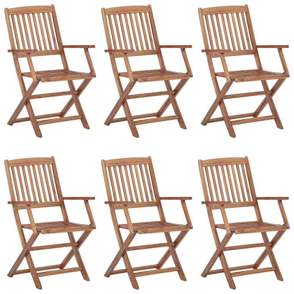 Chaises Pliantes 6 Pièces Avec Coussins En Bois D'acacia Massif
