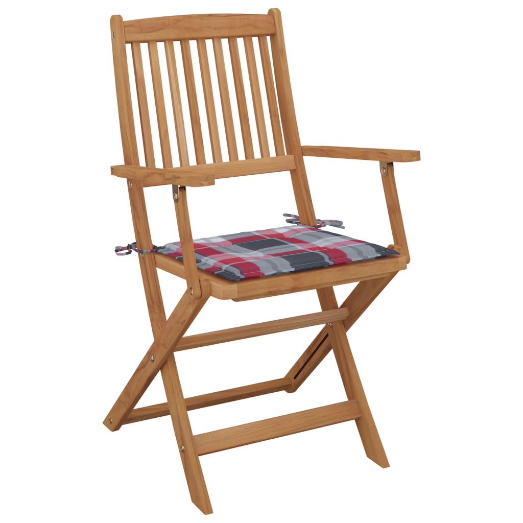 Chaises Pliantes 6 Pièces Avec Coussins En Bois D'acacia Massif