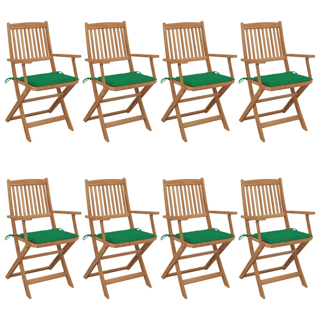 Chaises Pliantes 6 Pièces Avec Coussins En Bois D'acacia Massif