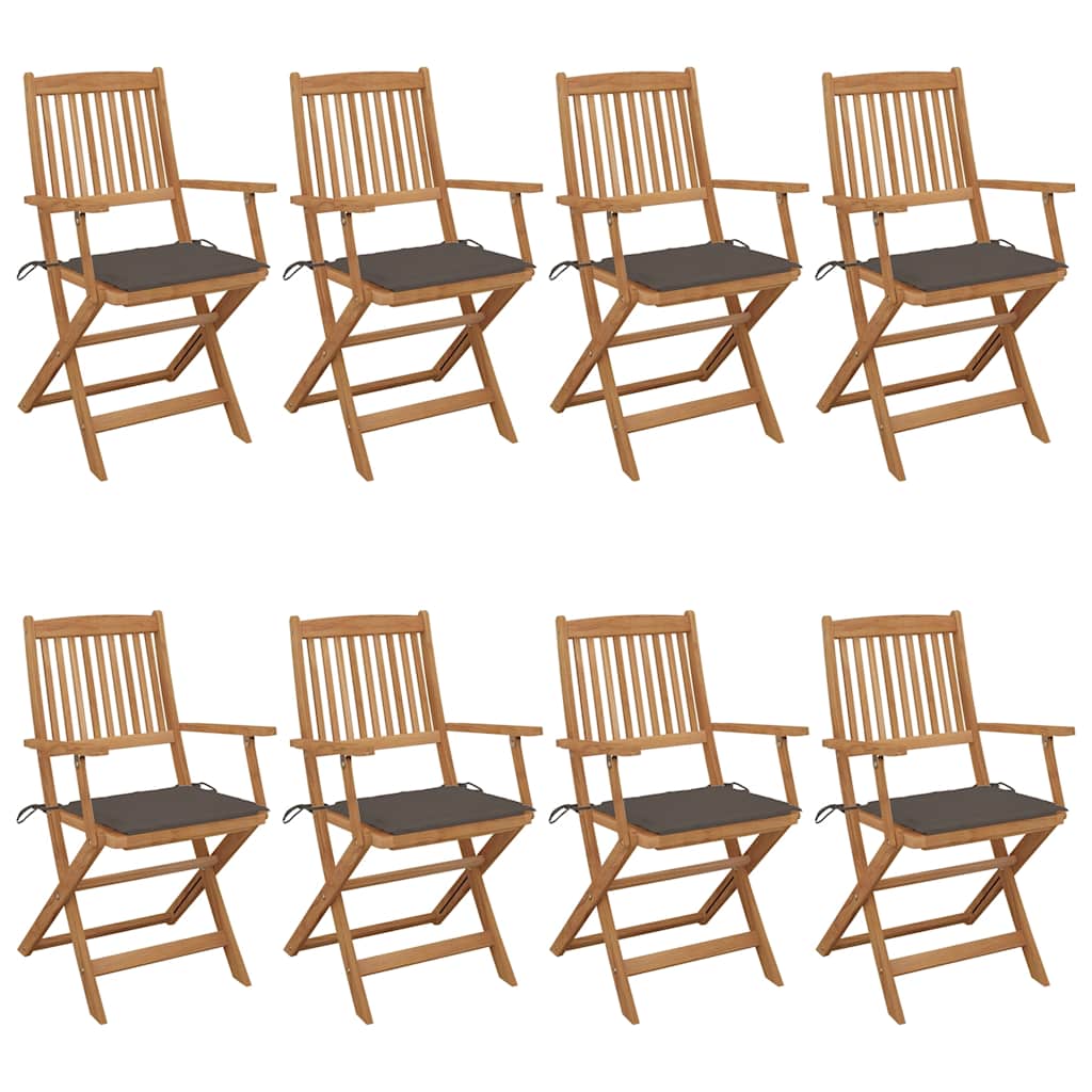 Chaises Pliantes 6 Pièces Avec Coussins En Bois D'acacia Massif