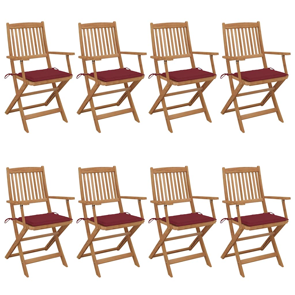 Chaises Pliantes 6 Pièces Avec Coussins En Bois D'acacia Massif