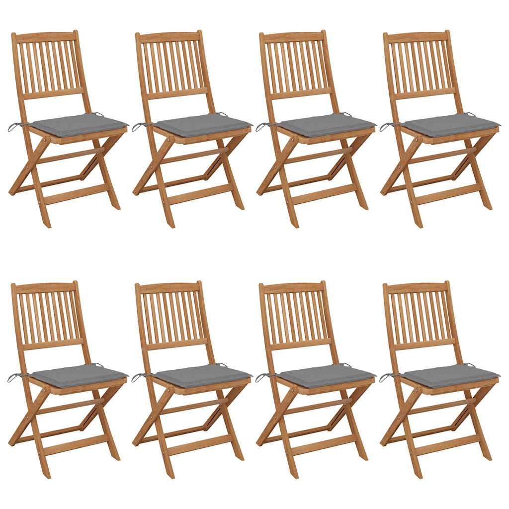 Chaises Pliantes 6 Pièces Avec Coussins En Bois D'acacia Massif