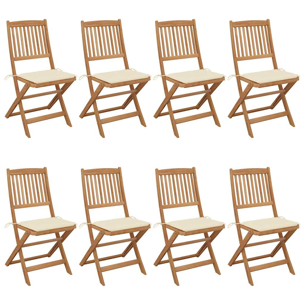 Chaises Pliantes 6 Pièces Avec Coussins En Bois D'acacia Massif