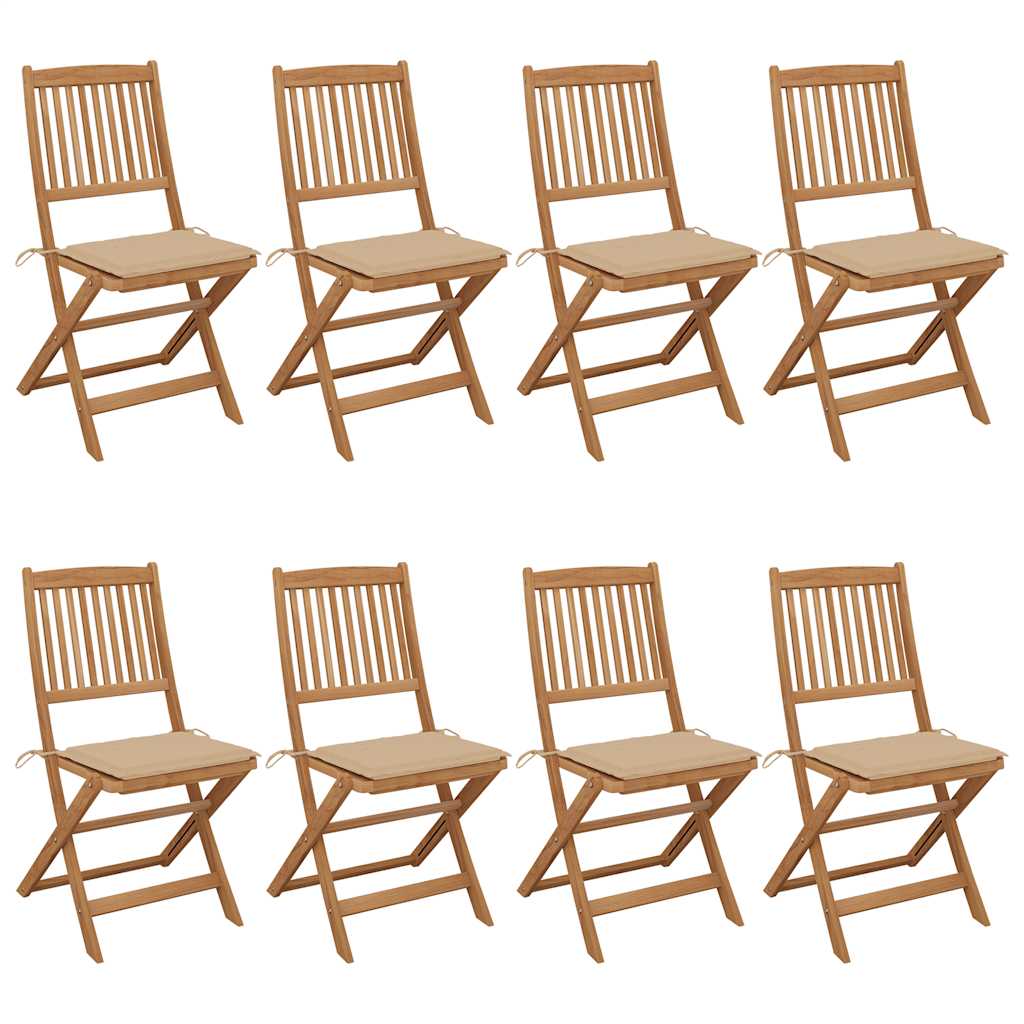 Chaises Pliantes 6 Pièces Avec Coussins En Bois D'acacia Massif