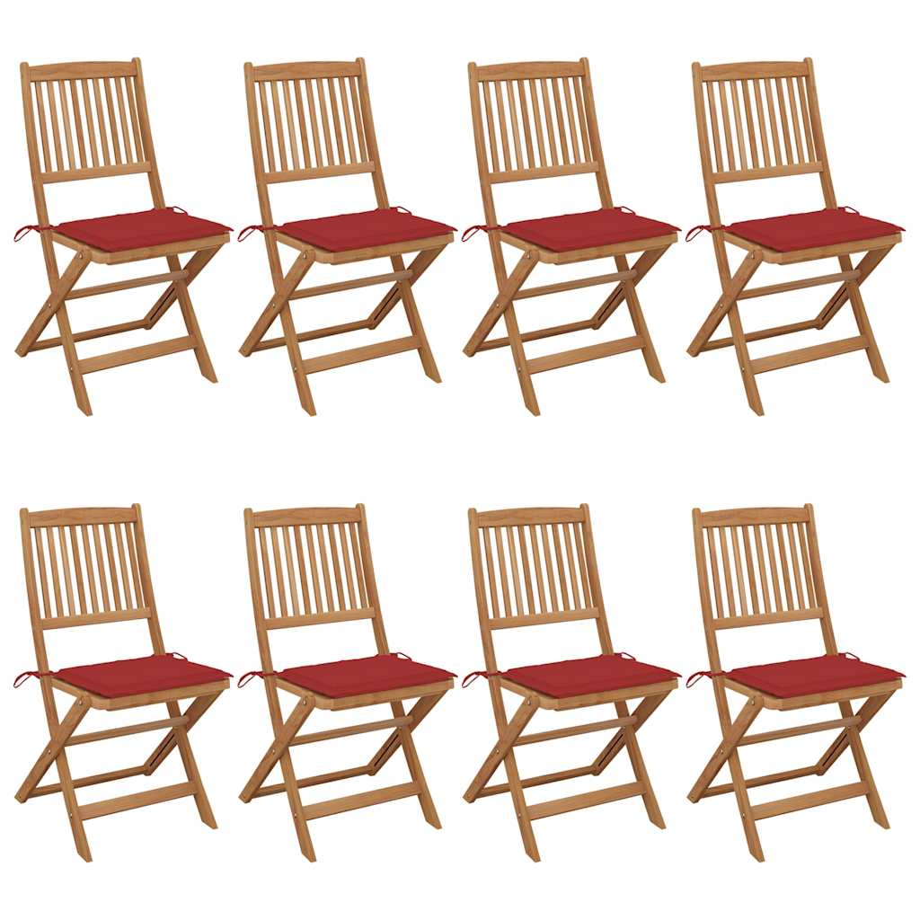 Chaises Pliantes 6 Pièces Avec Coussins En Bois D'acacia Massif