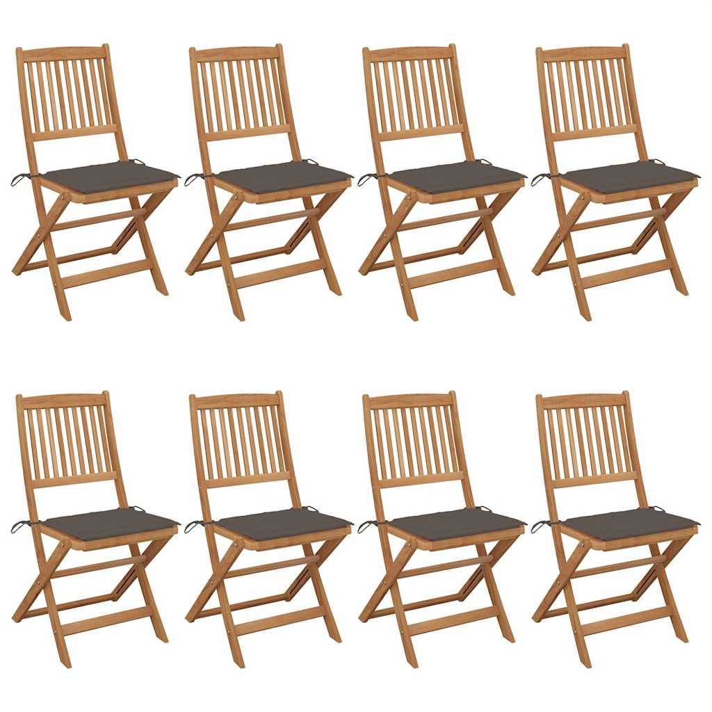 Chaises Pliantes 6 Pièces Avec Coussins En Bois D'acacia Massif