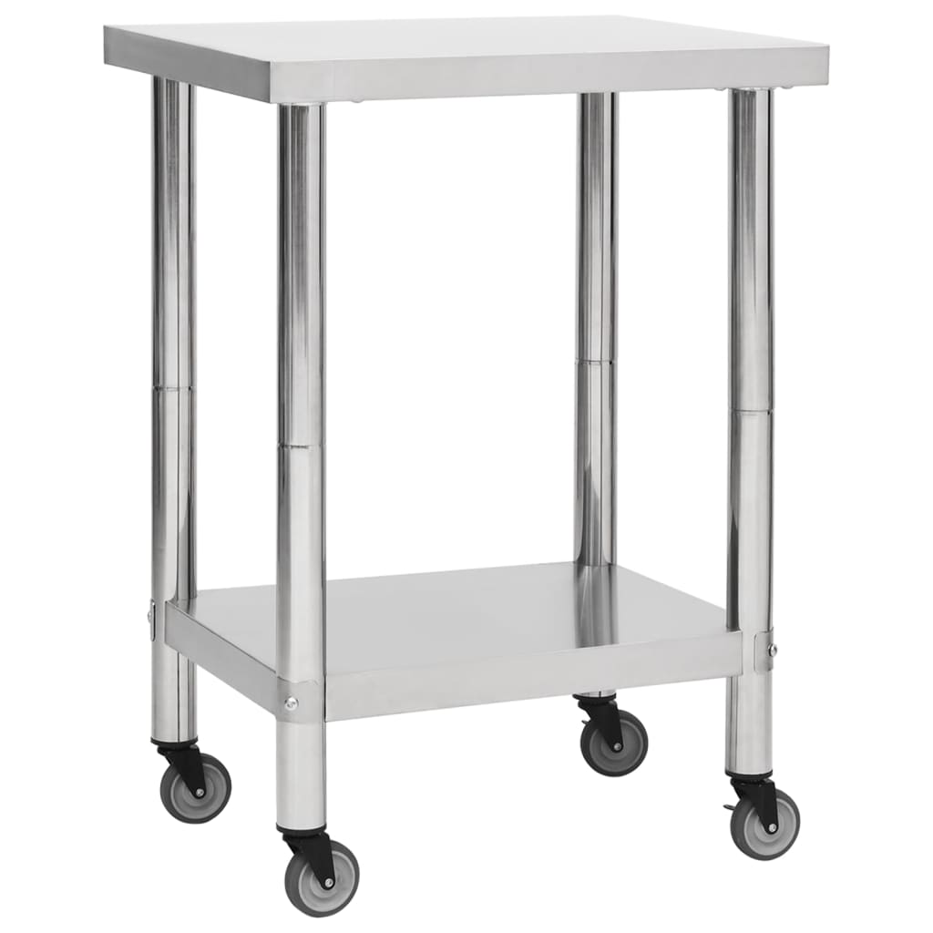 Table De Travail De Cuisine Avec Roues Inox