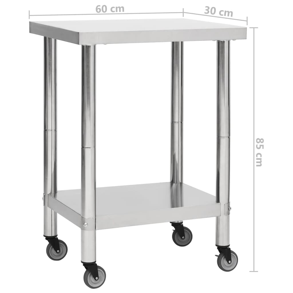 Table De Travail De Cuisine Avec Roues Inox