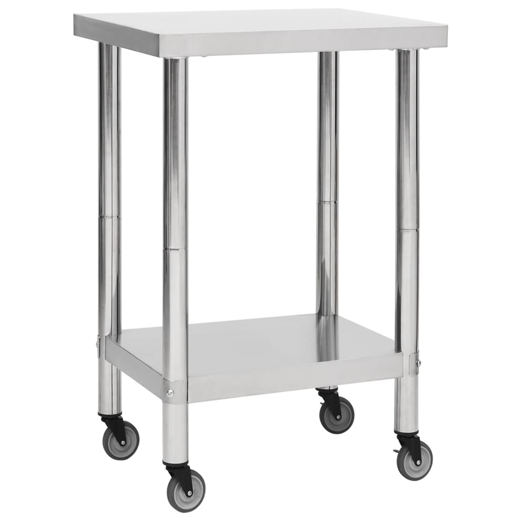Table De Travail De Cuisine Avec Roues Inox