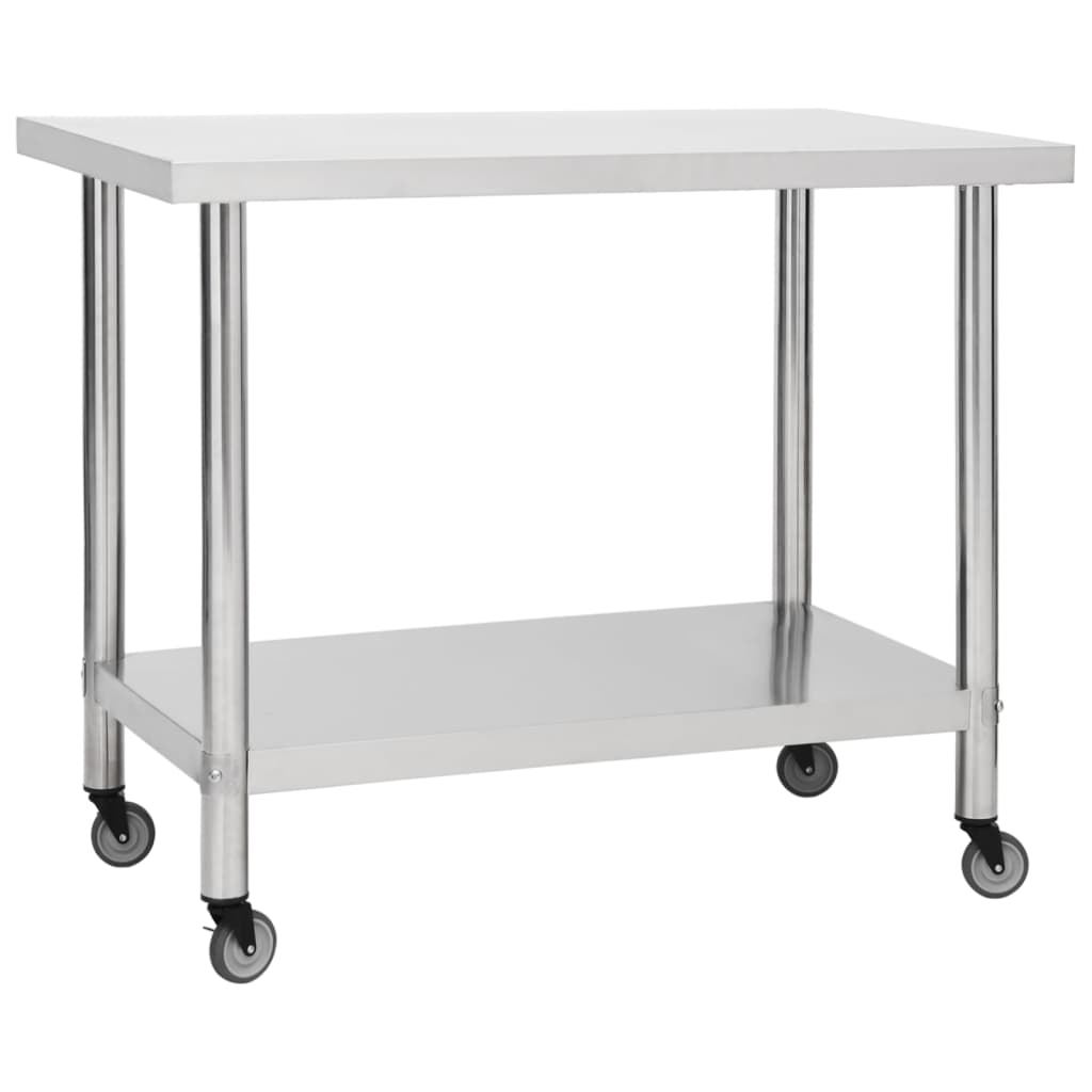 Table De Travail De Cuisine Avec Roues Inox