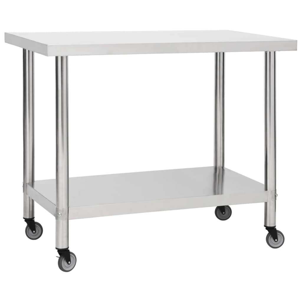 Table De Travail De Cuisine Avec Roues Inox