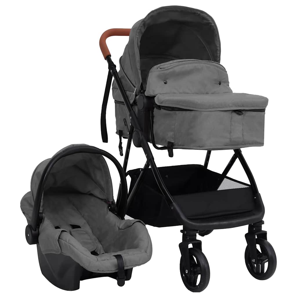Poussette Pour Bébé 3-En-1 Et Noir Acier