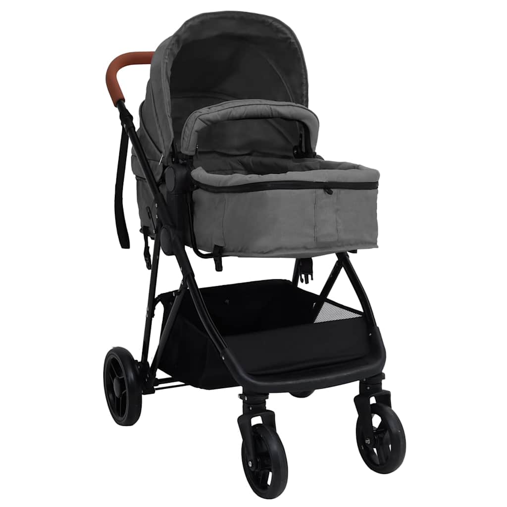 Poussette Pour Bébé 3-En-1 Et Noir Acier