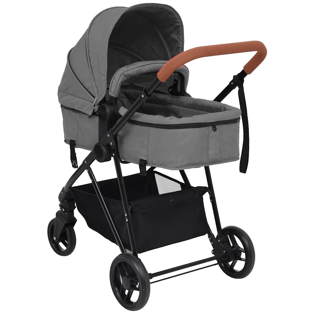 Poussette Pour Bébé 3-En-1 Et Noir Acier