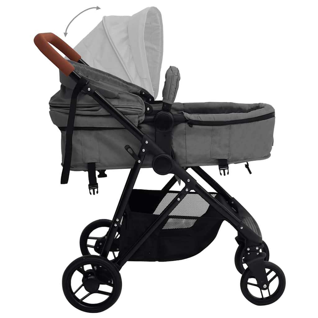 Poussette Pour Bébé 3-En-1 Et Noir Acier