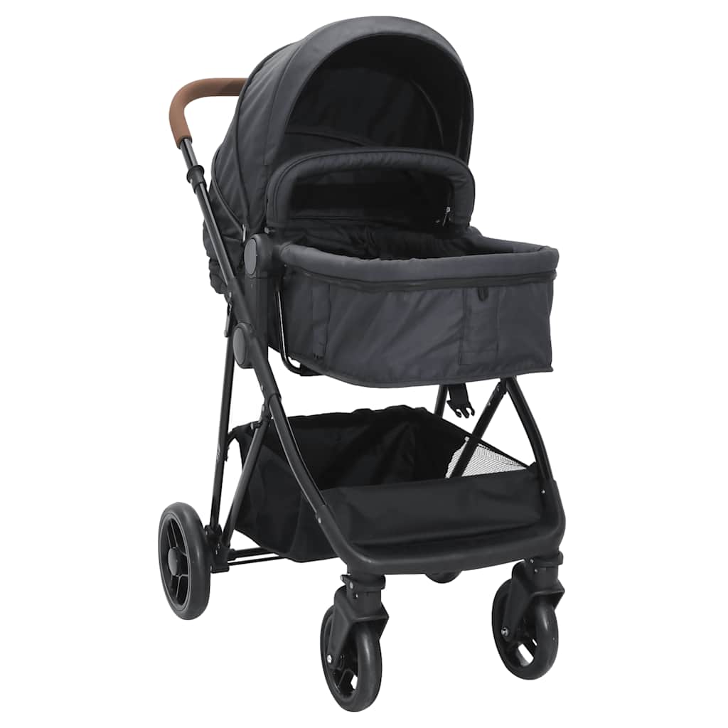 Poussette Pour Bébé 3-En-1 Et Noir Acier