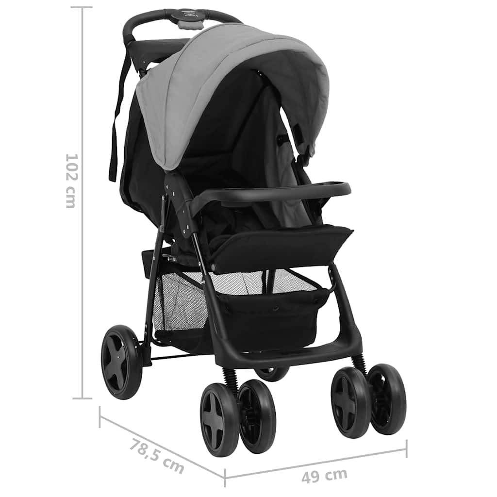 Poussette Pour Bébé 2-En-1 Et Noir Acier