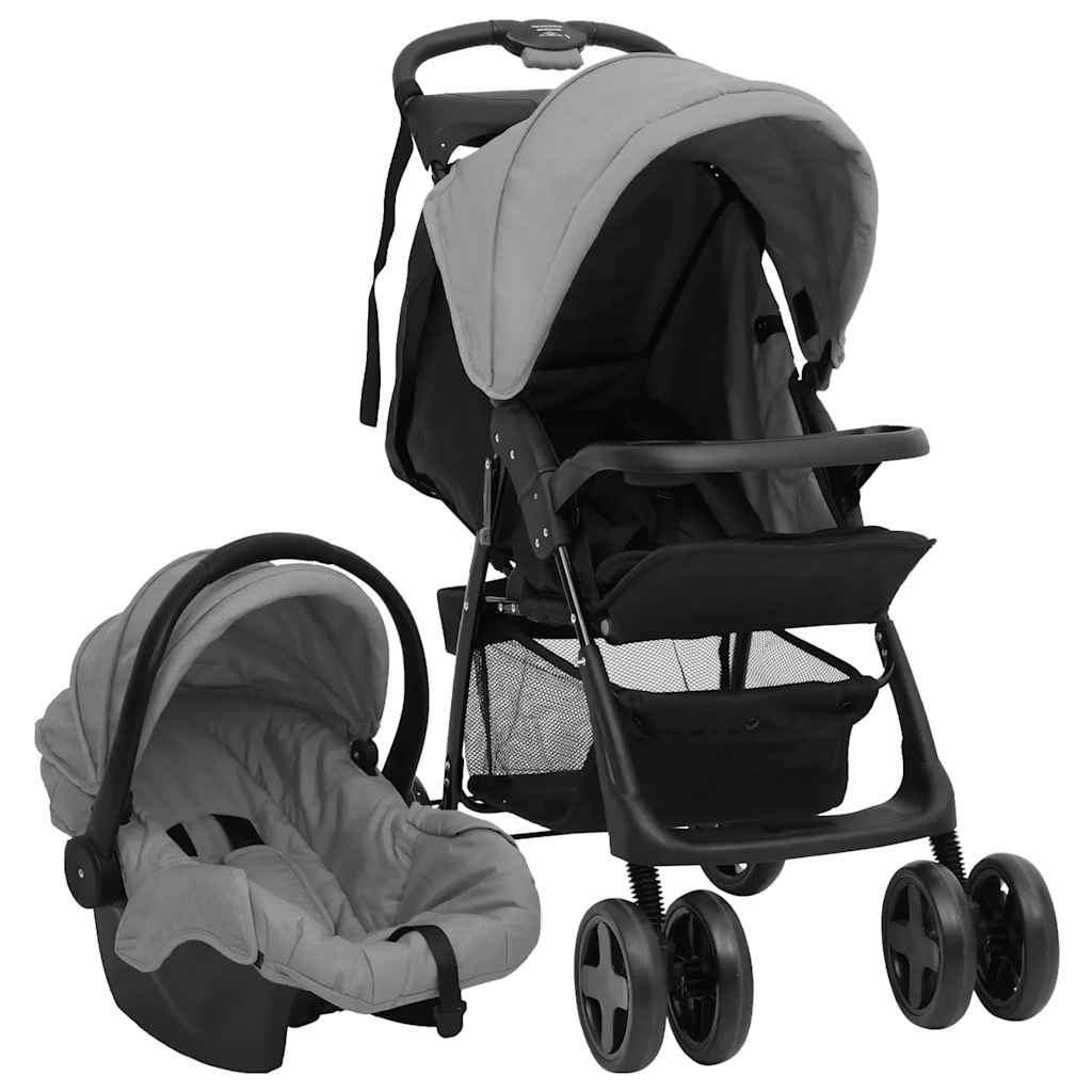 Poussette Pour Bébé 2-En-1 Et Noir Acier