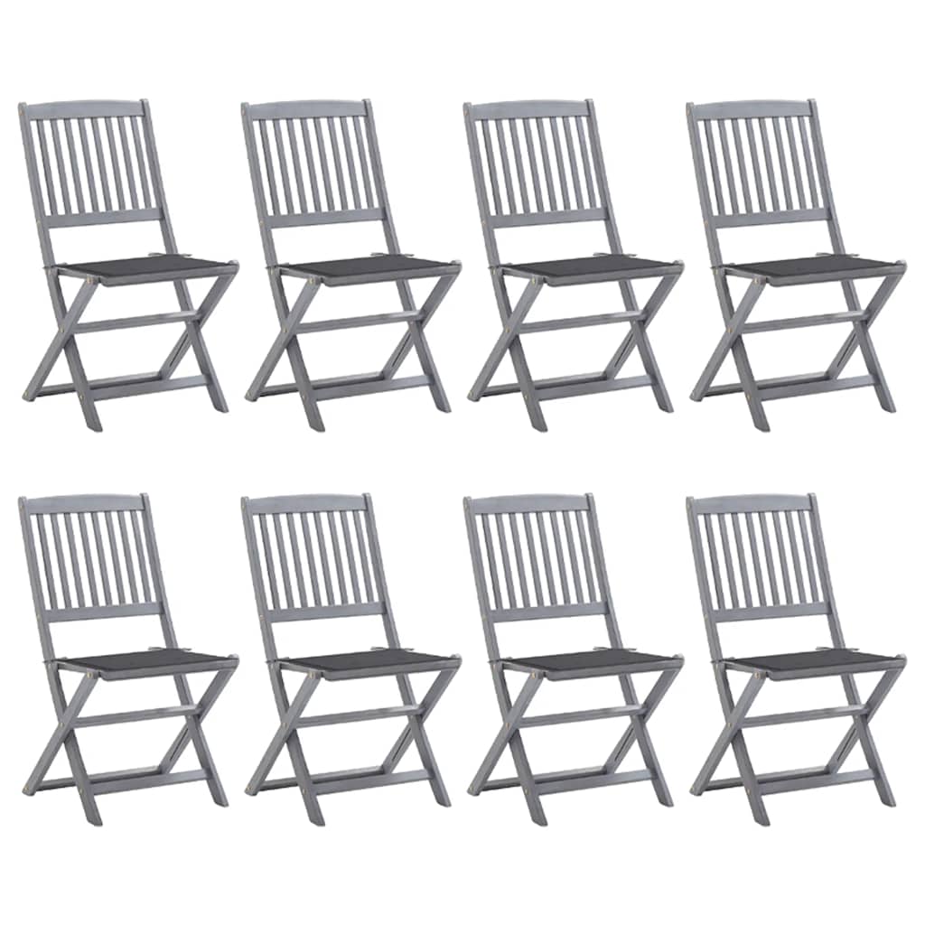 Chaises Pliantes 6 Pièces Avec Coussins En Bois D'acacia Massif