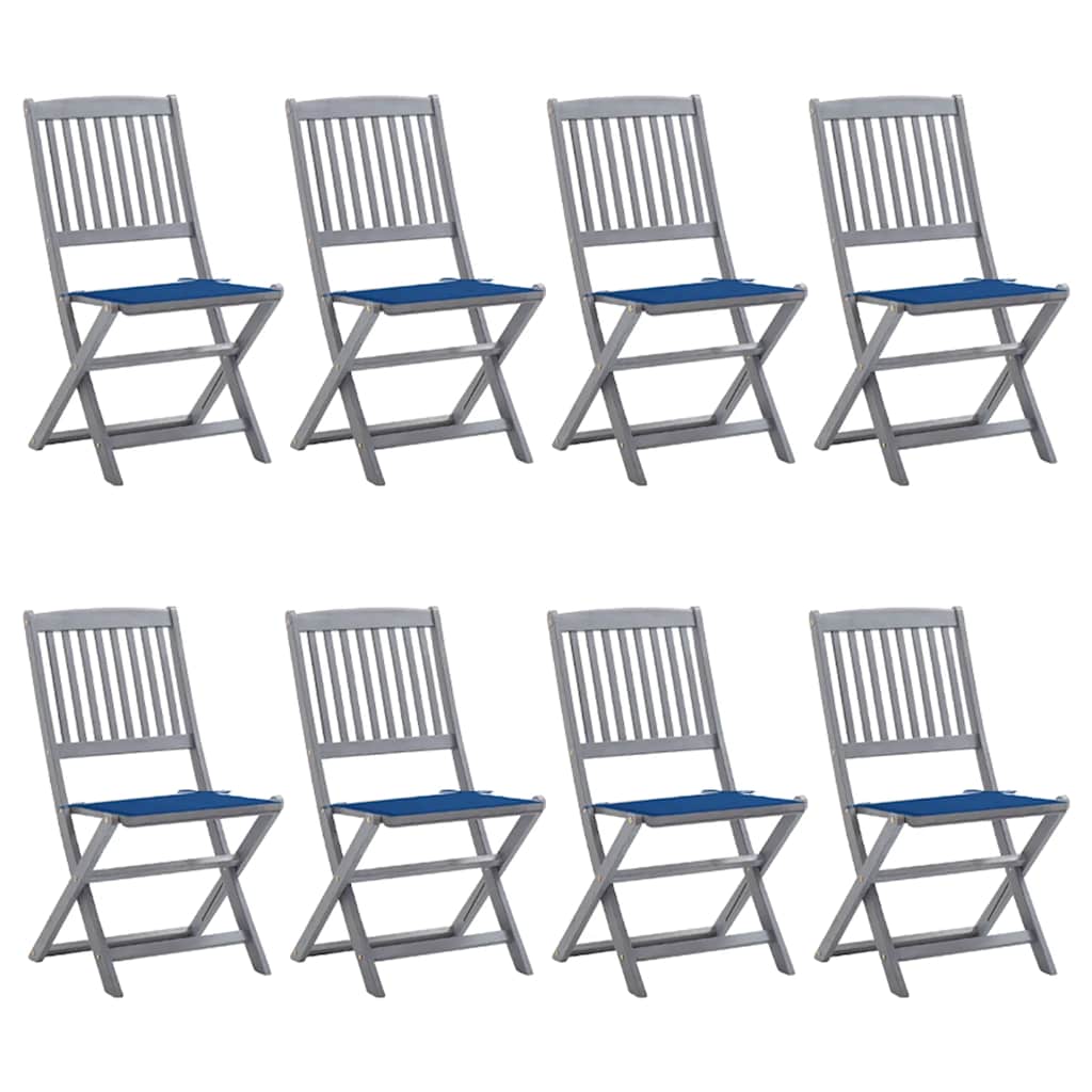Chaises Pliantes 6 Pièces Avec Coussins En Bois D'acacia Massif