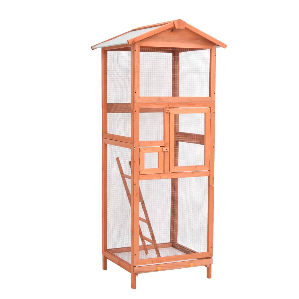 Cage À Oiseaux 68X62X166 Cm Bois De Sapin Massif