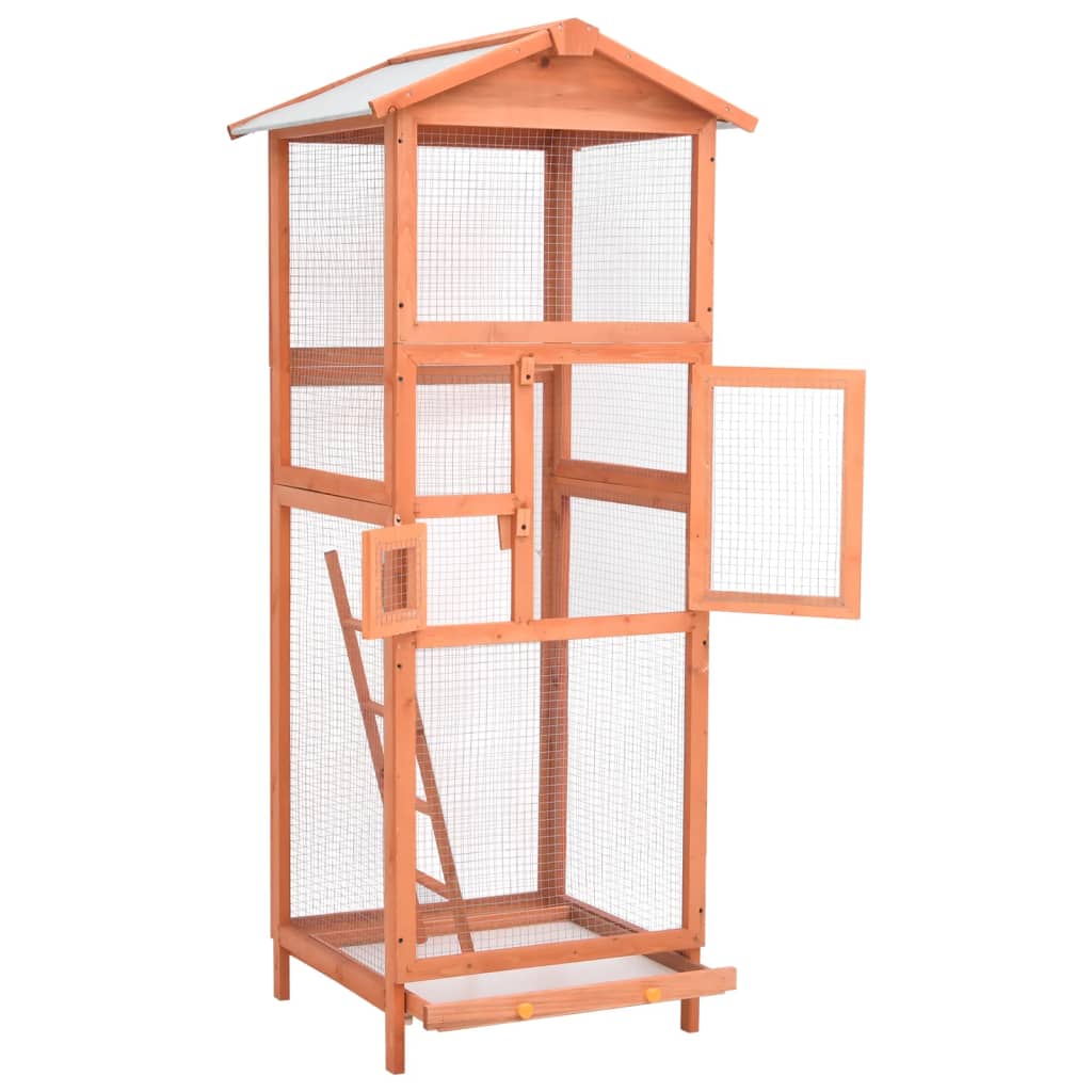 Cage À Oiseaux 68X62X166 Cm Bois De Sapin Massif