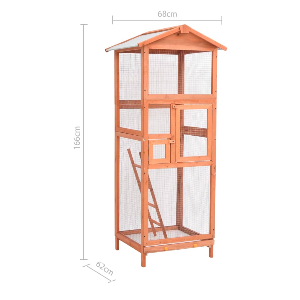 Cage À Oiseaux 68X62X166 Cm Bois De Sapin Massif