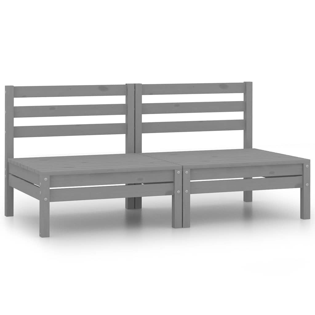Canapés Centraux De Jardin 2 Pcs Gris Bois De Pin Massif