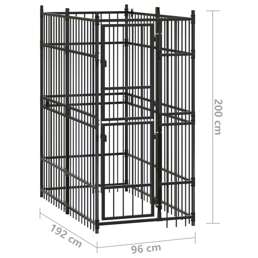 Chenil D'extérieur Pour Chiens Acier 1,84 M²